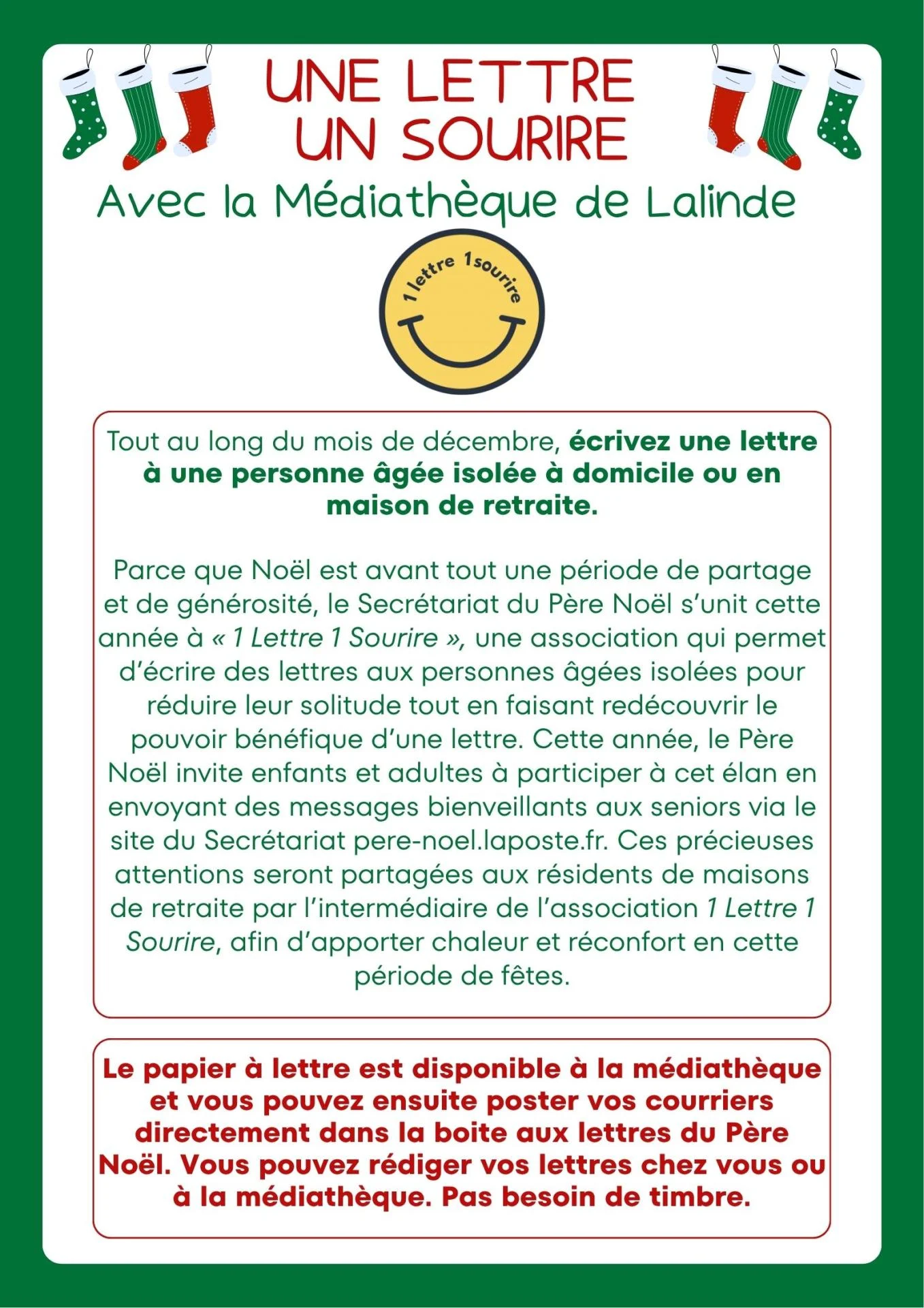 A noel une lettre un sourire affiche a3