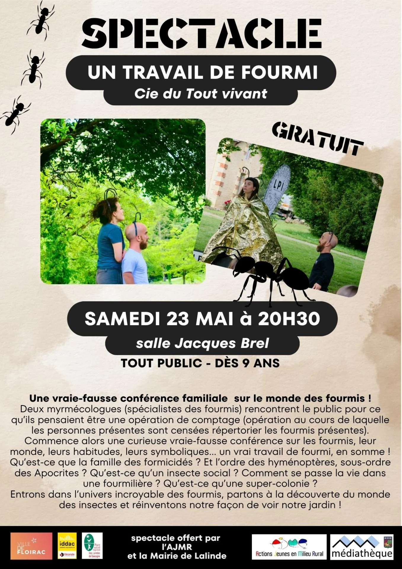 Affiche spectacle un travail de fourmi lalinde