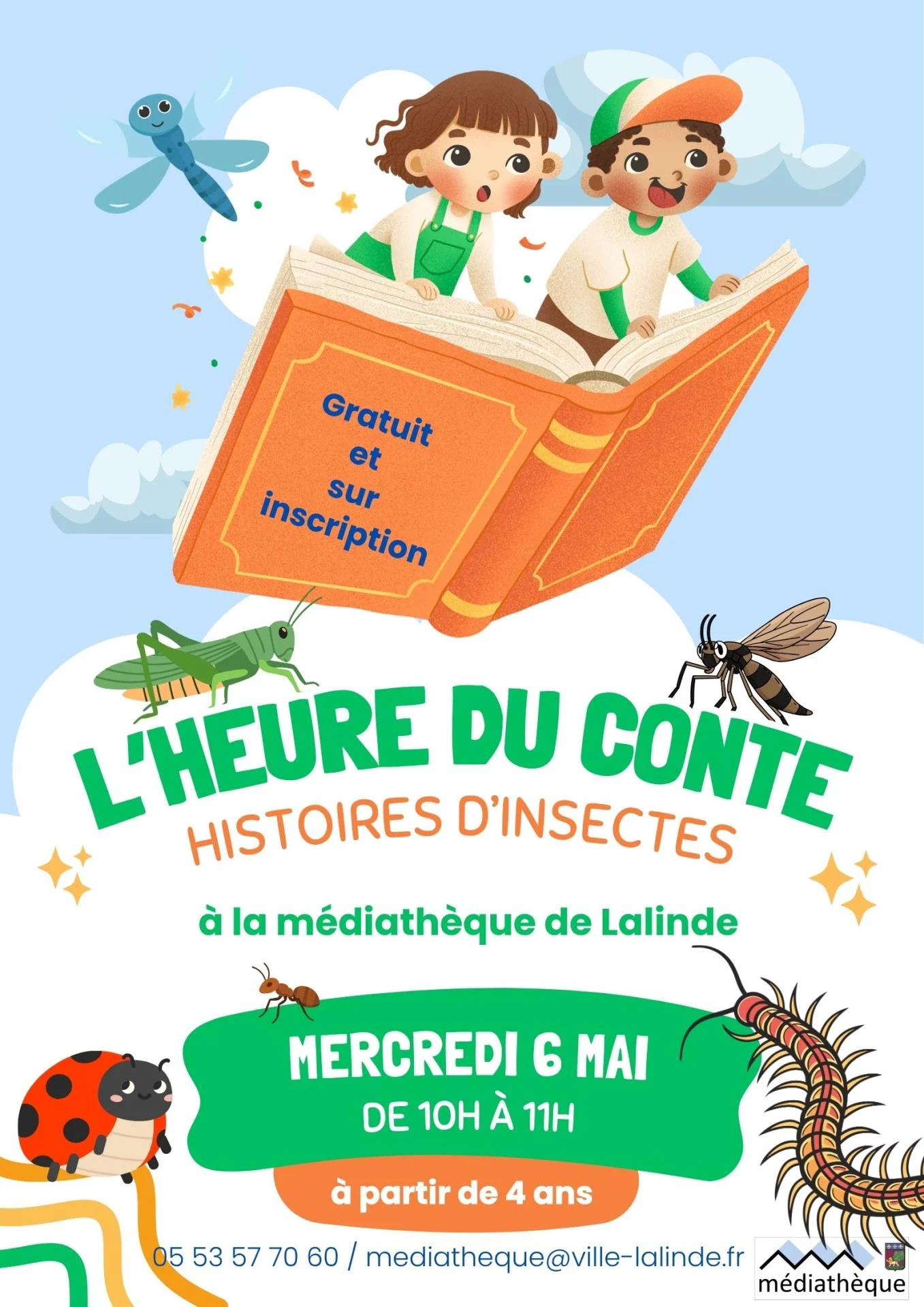 L heure du conte speciale insectes affiche